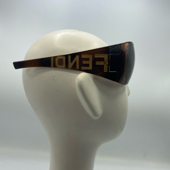 FENDY sunglasses wrapped around brown acetate frame Preowned